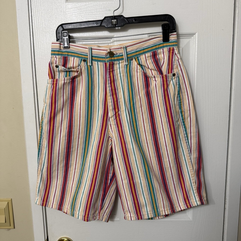Vintage Chic Made In USA Pinstripe Colorful Shorts Women's Size 12